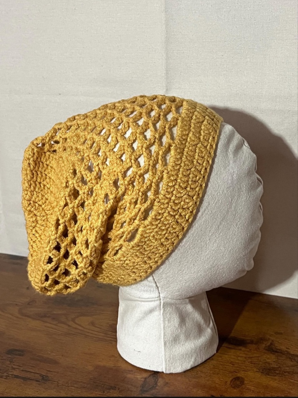 Handmade Crochet Rasta Tam Hat | Slouchy Beanie for Locs | Mustard Yellow